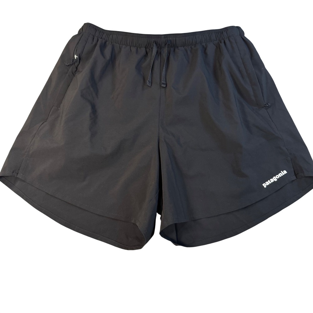 Patagonia Mens Nine Trails Running Shorts Black Size M 4.5 Inseam Liner Pockets